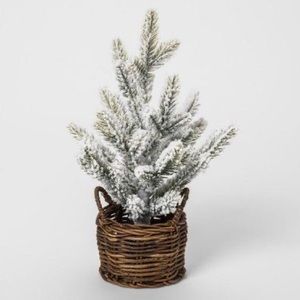 Flocked Mini Christmas Tree in Basket